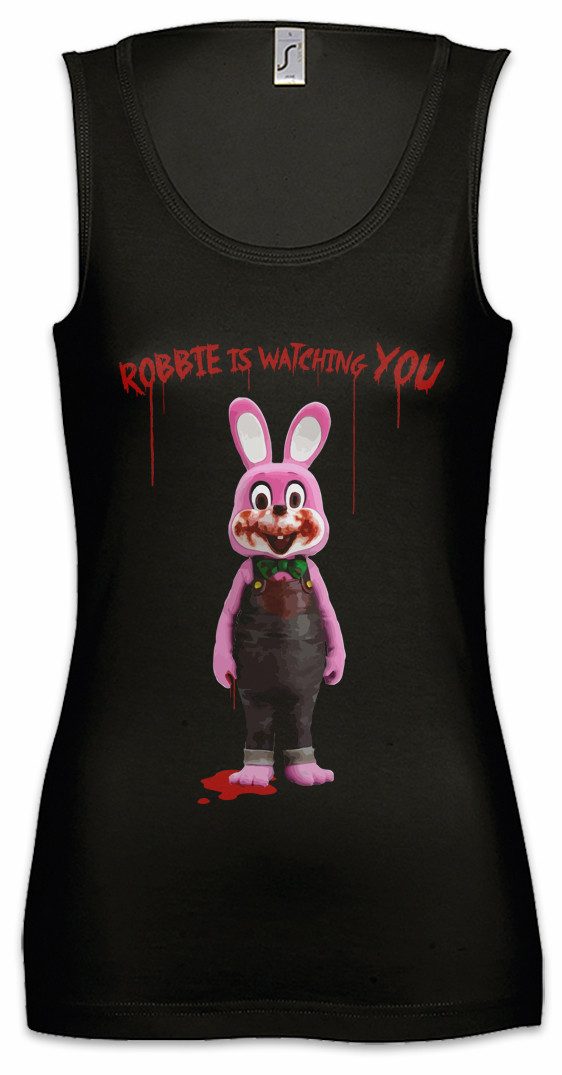 Urban Backwoods Tanktop Robbie The Evil Rabbit Ärmelloses Damen T-Shirt Silent Horror Resident White Game Nerd Gamer