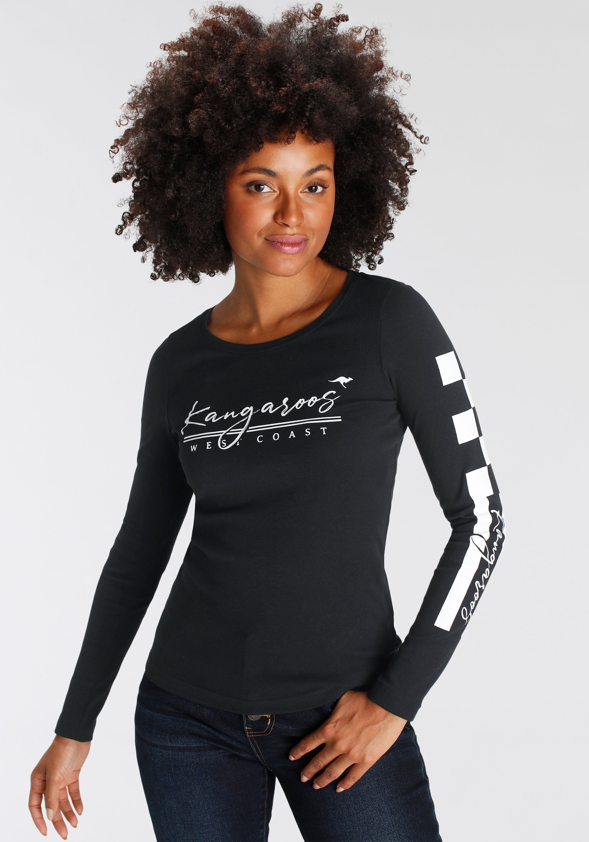 KangaROOS Langarmshirt Langarm, sehr figurbetonte Passform, aus Baumwolle günstig online kaufen