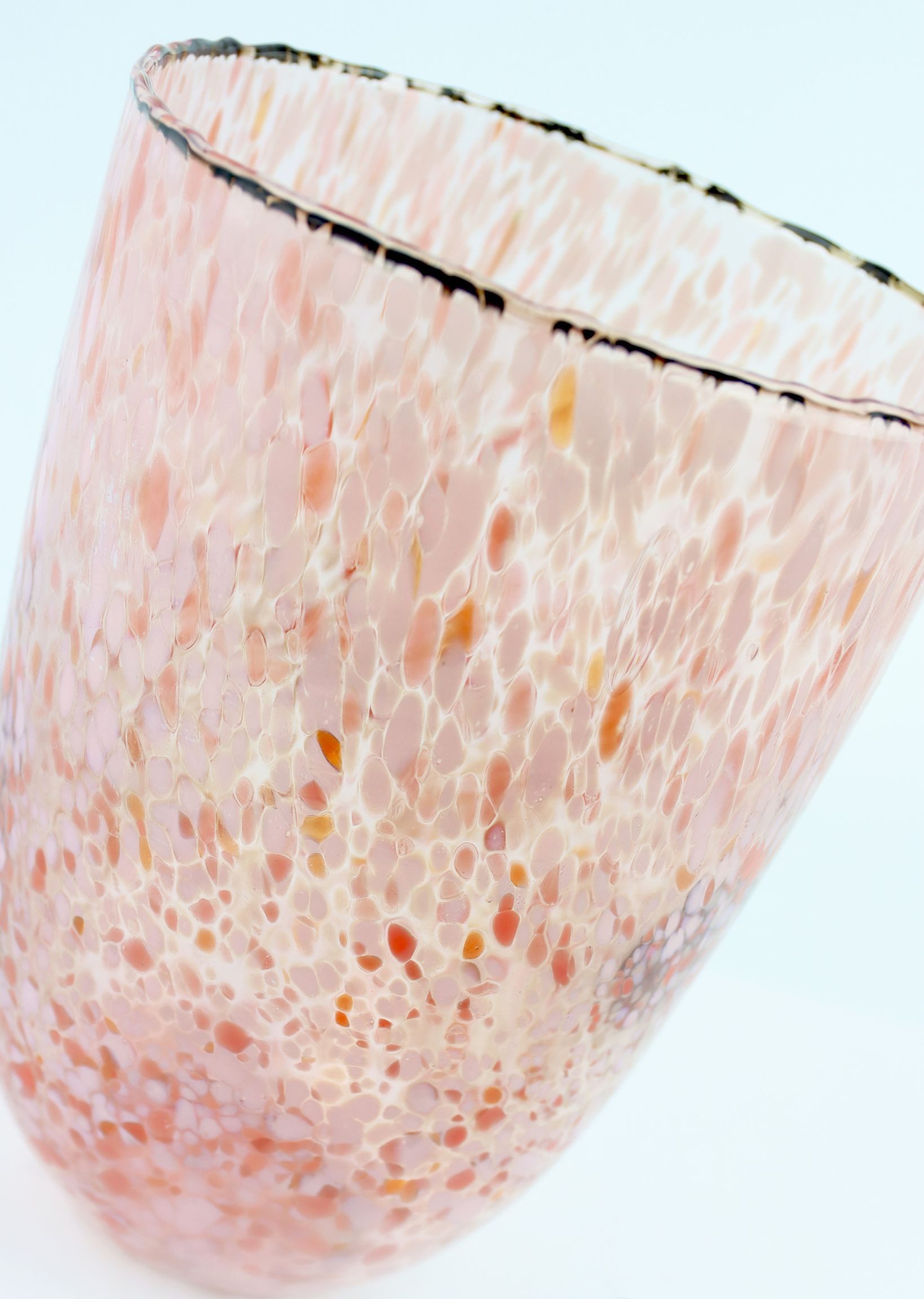FURNARO Dekovase (1 St), Geflecktes Glas in Rottönen, als Windlicht oder Vase nutzbar