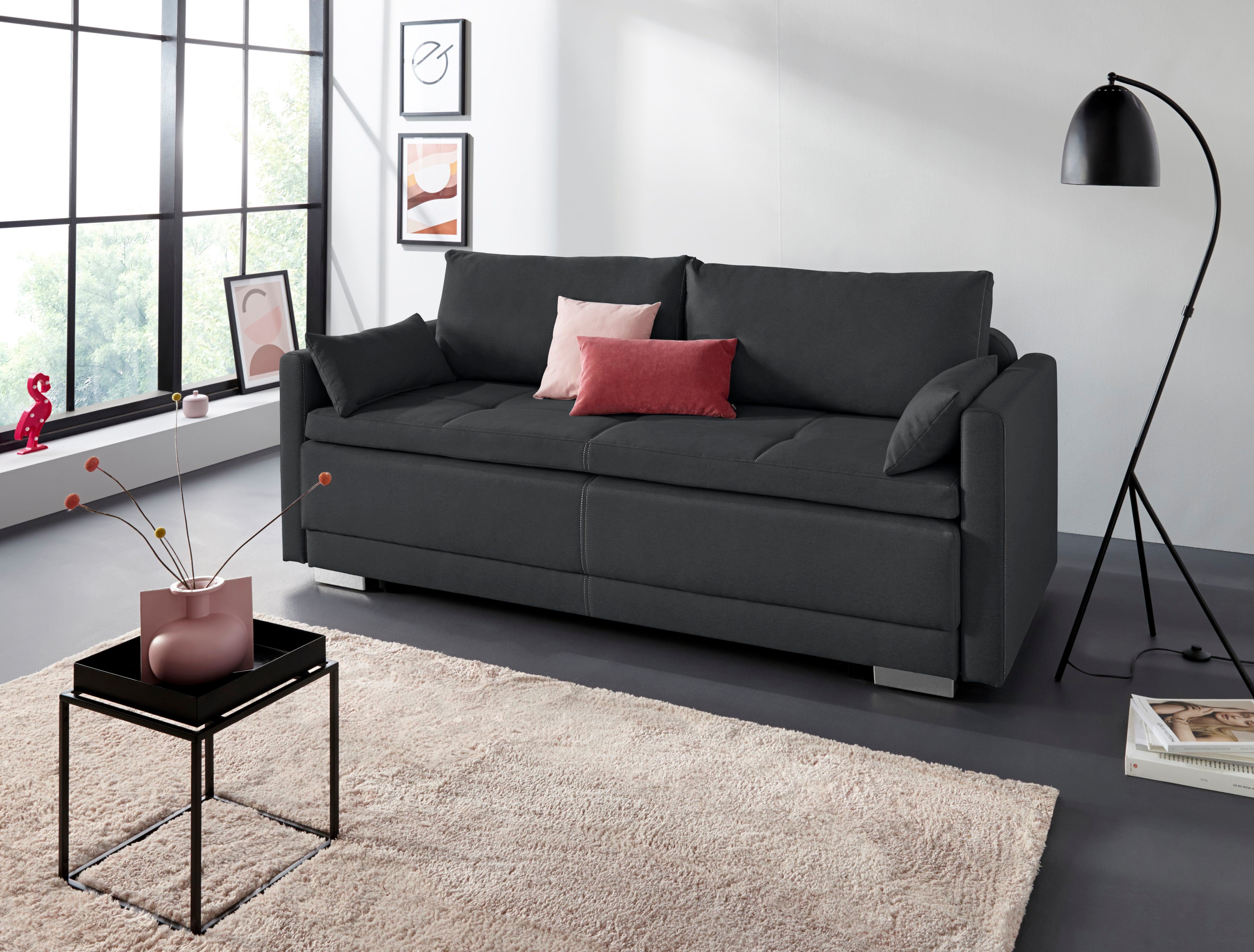 INOSIGN Schlafsofa Berlin, mit Boxspringaufbau, Bettfunktion & Bettkasten, Dauerschlafsofa