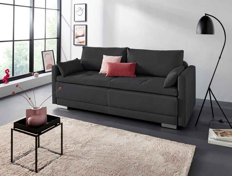 INOSIGN Schlafsofa Berlin, mit Boxspringaufbau, Bettfunktion & Bettkasten, Dauerschlafsofa