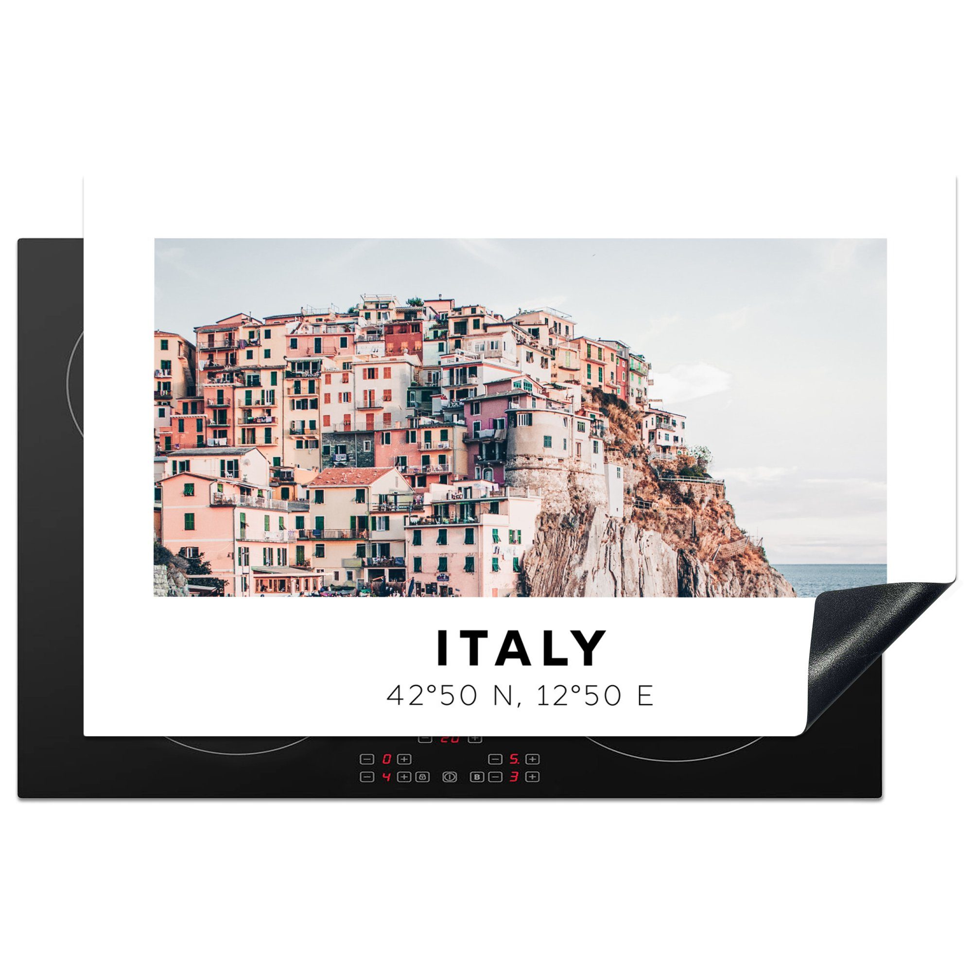81x52 Ceranfeldabdeckung Induktionskochfeld Terre tlg), - Italien für Amalfi küche, (1 Cinque cm, MuchoWow Schutz Meer, - die - Vinyl, Herdblende-/Abdeckplatte
