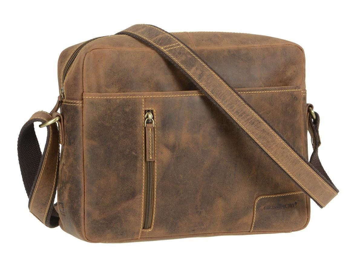 Greenburry Umhängetasche "Vintage" Leder, used Look, Schultertasche 32x25cm, Herrentasche