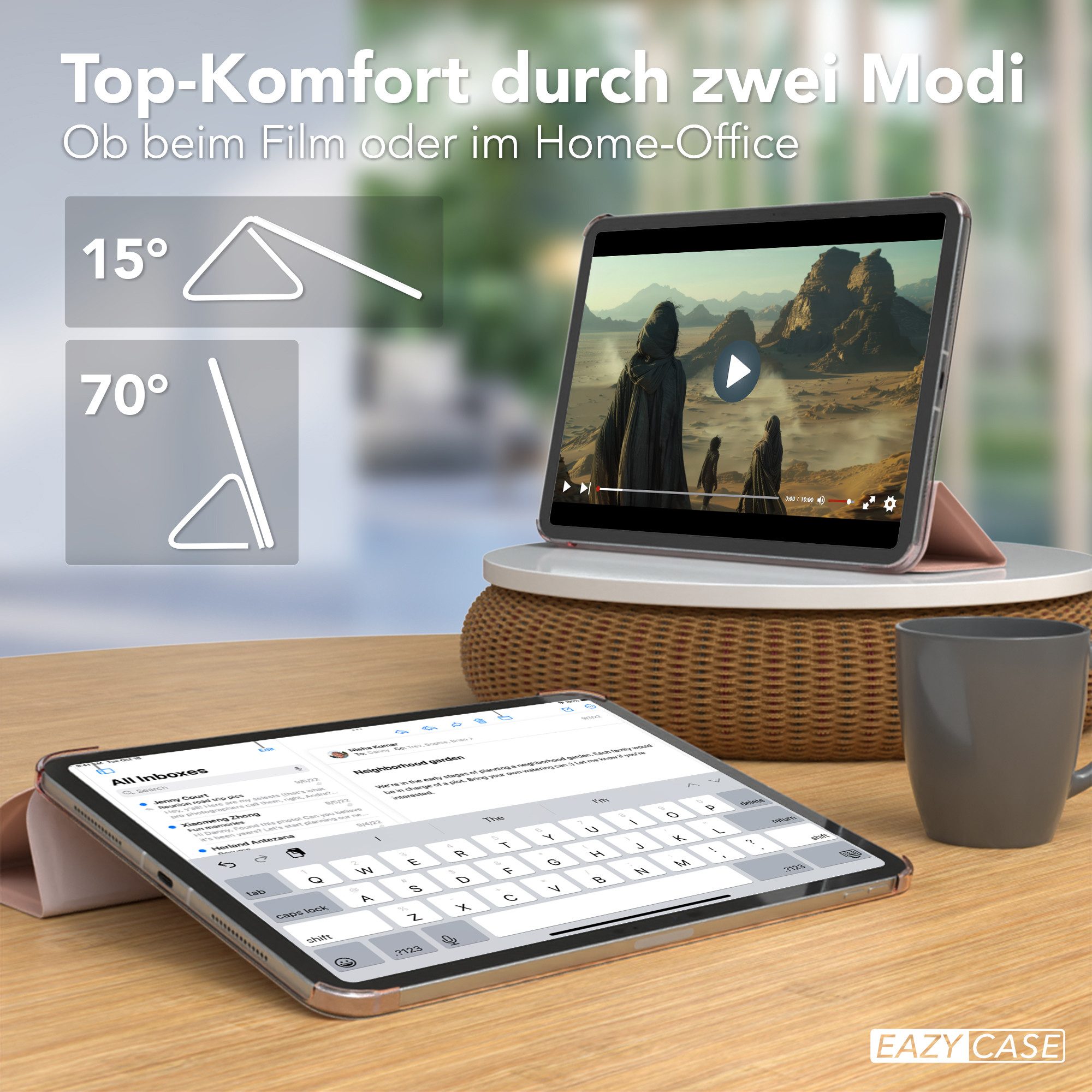 EAZY CASE Tablet-Hülle Smart Case Apple für iPad Pro 11 (2024) 11 Zoll, Tabletschutz Tabletcase kratzfeste Schutzabdeckung Flip Etui Rosé Gold – Bild 5 von 5
