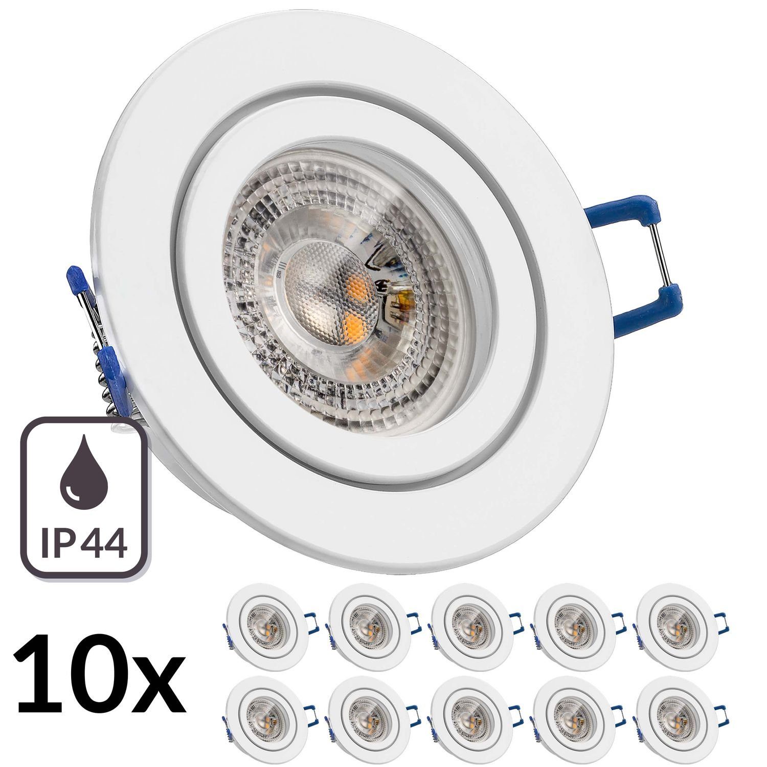 3W GU10 LEDAN LED RGB LED IP44 Einbaustrahler LED LEDANDO in Set von 10er mit Einbaustrahler weiß