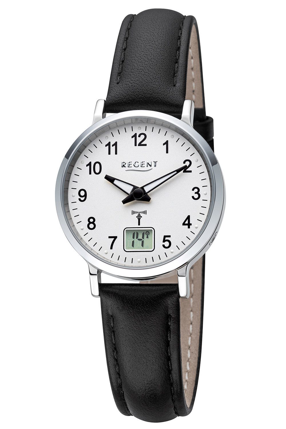 Regent Funkuhr Damen-Gut Ablesbar Schwarz/Silberfarben