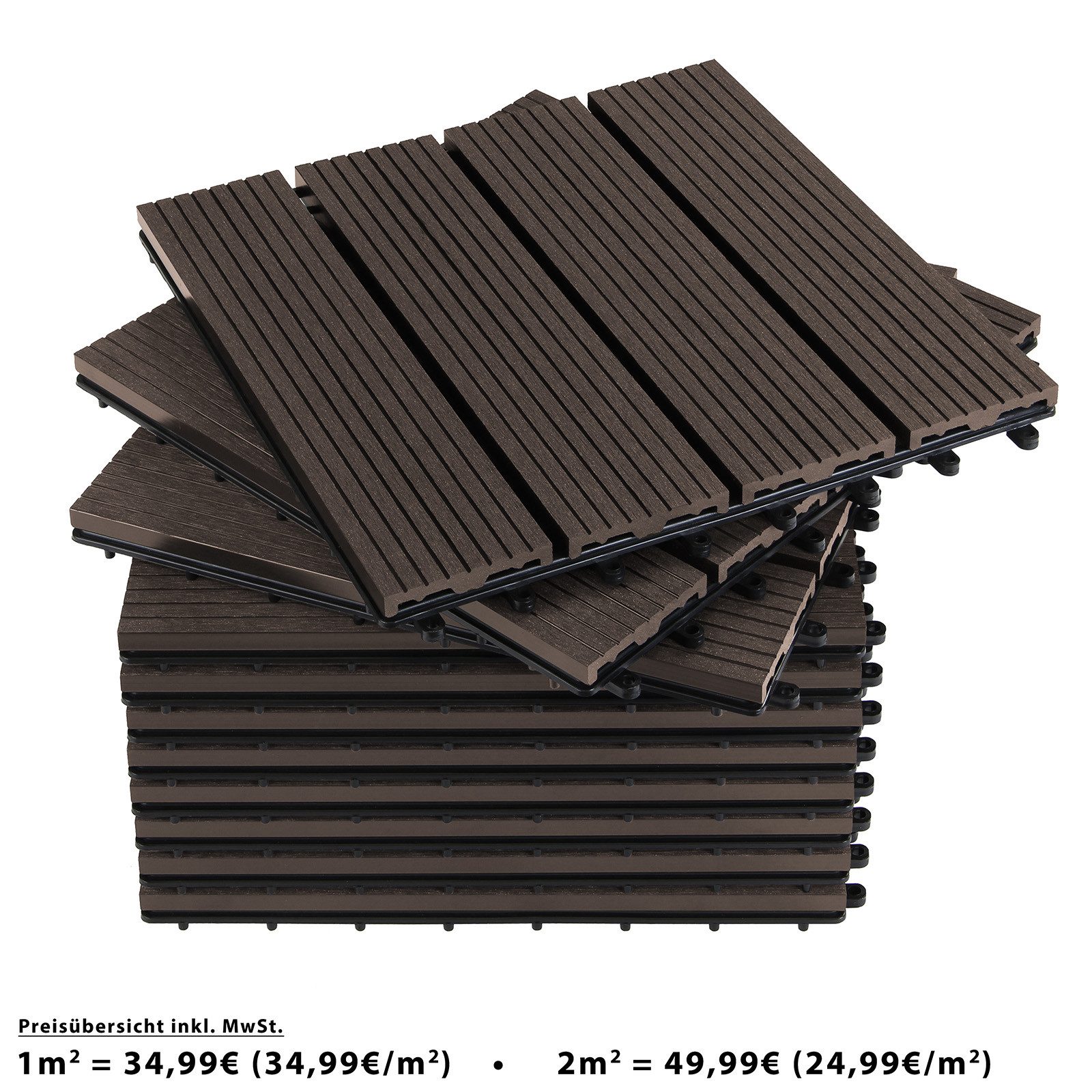 Terrassendielen WPC Fliesen 30 x 30 cm 11 Stück / 1m² oder 22 Stück / 2m²