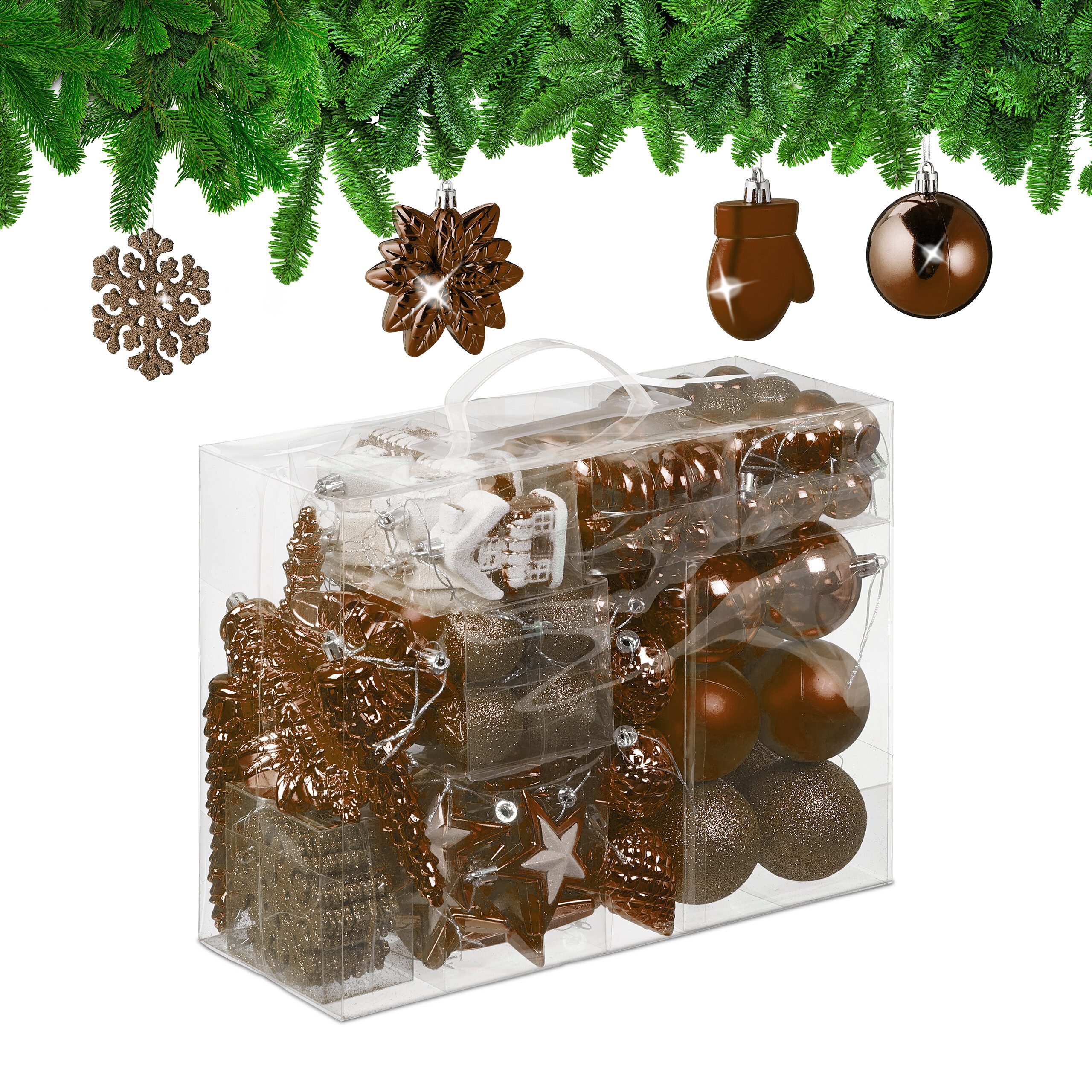 relaxdays Weihnachtsbaumkugel Новогодние шары im 100er Set, braun