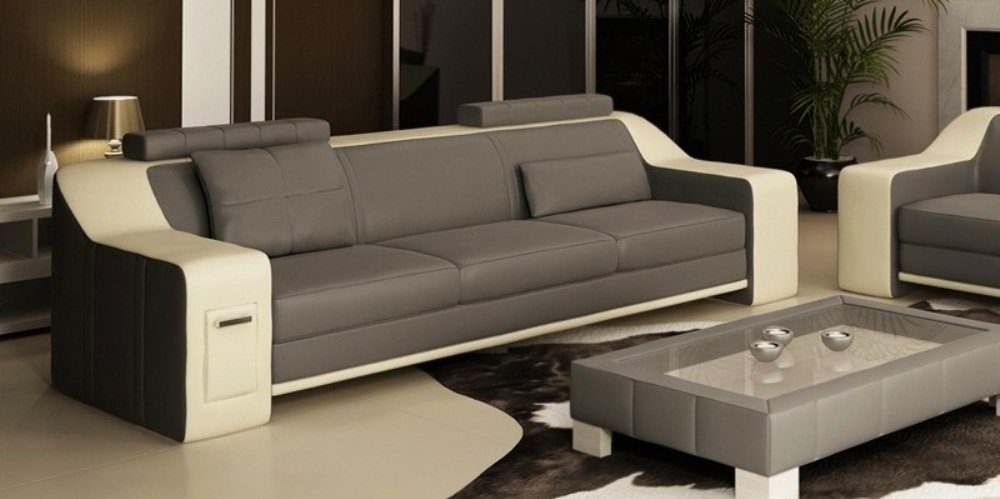 Made Sofa in Design Sitzer Europe Sofagarnitur Neu, Schwarz-weiße Modern JVmoebel luxus 3+2+1