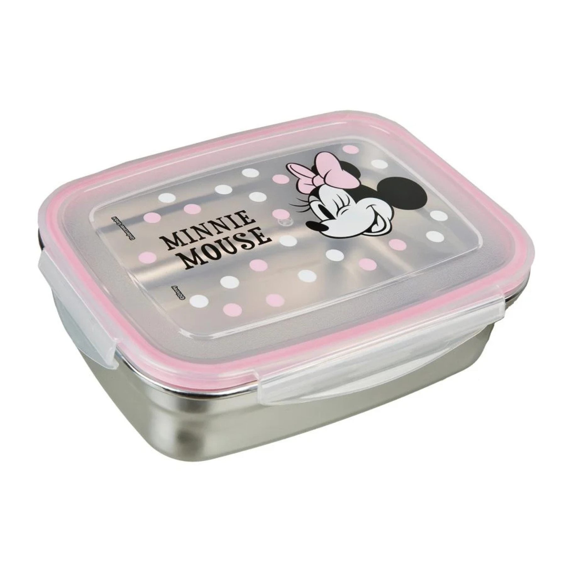 Disney Minnie Mouse Lunchbox Edelstahl Silber Brotdose 17 x 12,5 x 6 cm Snackbox unterwegs, Edelstahl, (Packung)
