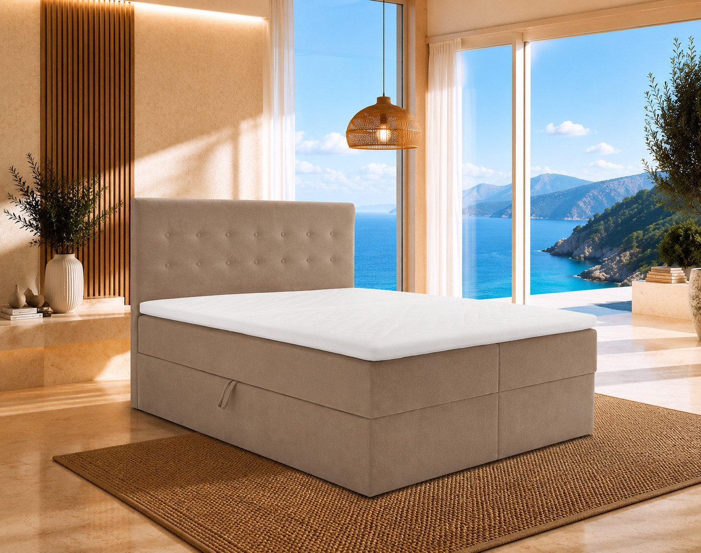 Best for Home Boxspringbett Polsterbett mit 7-Zonen-Taschenfederkernmatratze und Schubladen (Komplettset (Boxspringbett inkl. 2 Matratzen, Topper & Stauraum-Schubladen), 6-St., 140x200 160x200 180x200 200x200 cm)