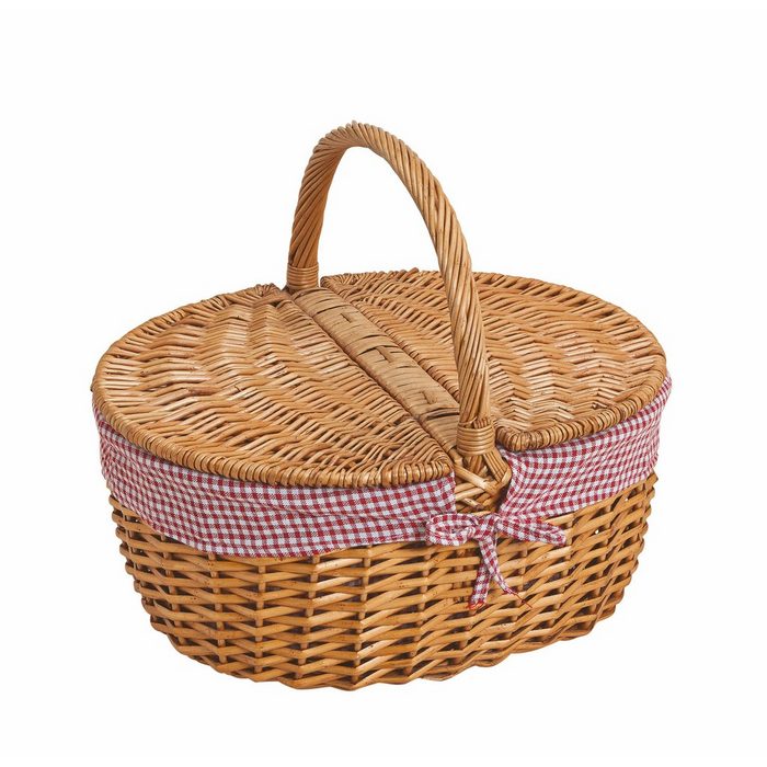 Spetebo Picknickkorb Picknickkorb aus Weide mit Deckel - 40 x 30 cm (Inhalt 1 St. Korb aus Weidengeflecht) stabile Qualität - lange Haltbarkeit - Deckel zweigeteilt klappbar