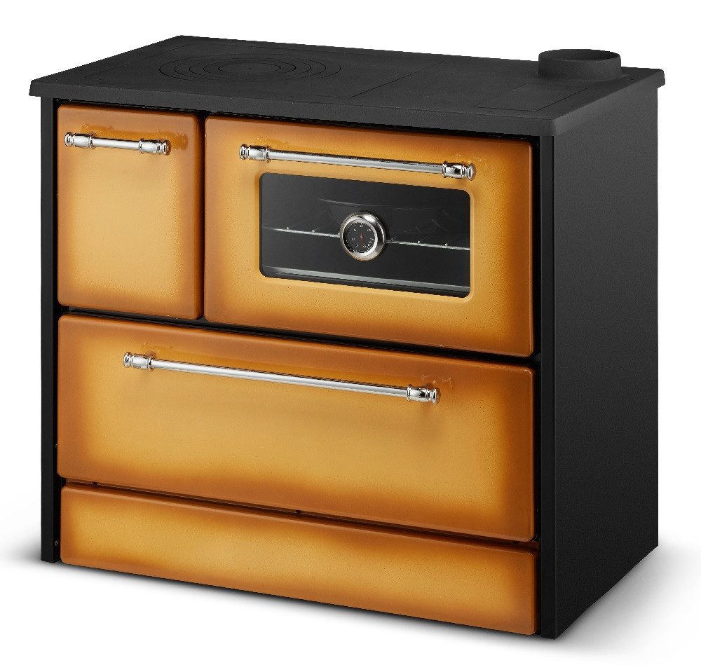 SimgeSoba Kaminofen Küchenofen Holzherd 701 Cappuccino, rechte Version, 9,18 kW