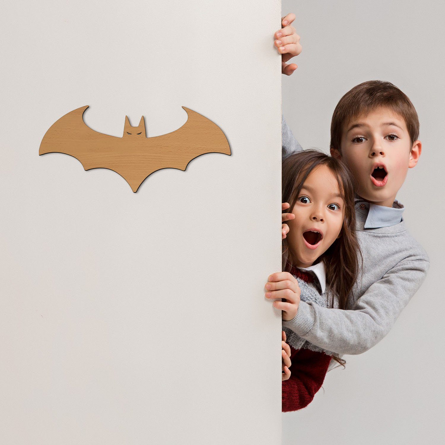 Namofactur LED Nachtlicht Fledermaus Nachtlicht Kinder Wandlampe Kinderzimmer I MDF Holz, LED fest integriert, Warmweiß