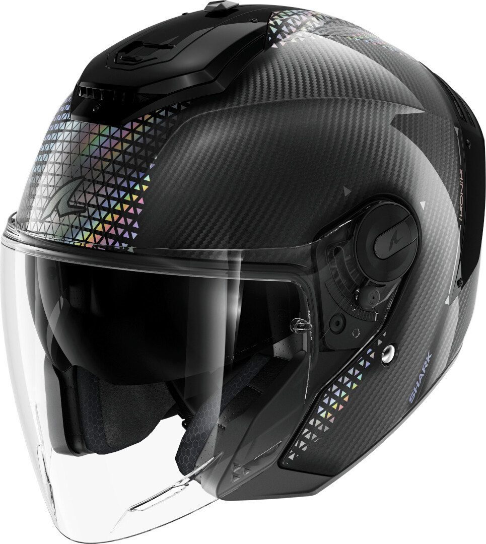 Shark Motorradhelm RS Jet Carbon Ikonik Jethelm, vorbereitet für Kommunikationssystem,integriertes Sonnenvisier