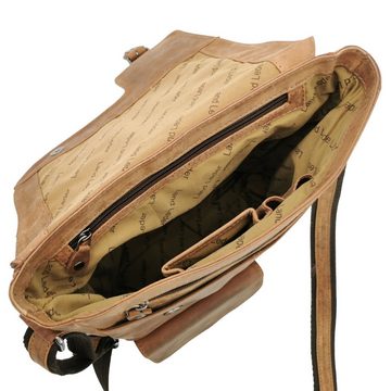 Landleder Umhängetasche Old School - Messenger-Postbag A4, naturbelassenes Büffelleder