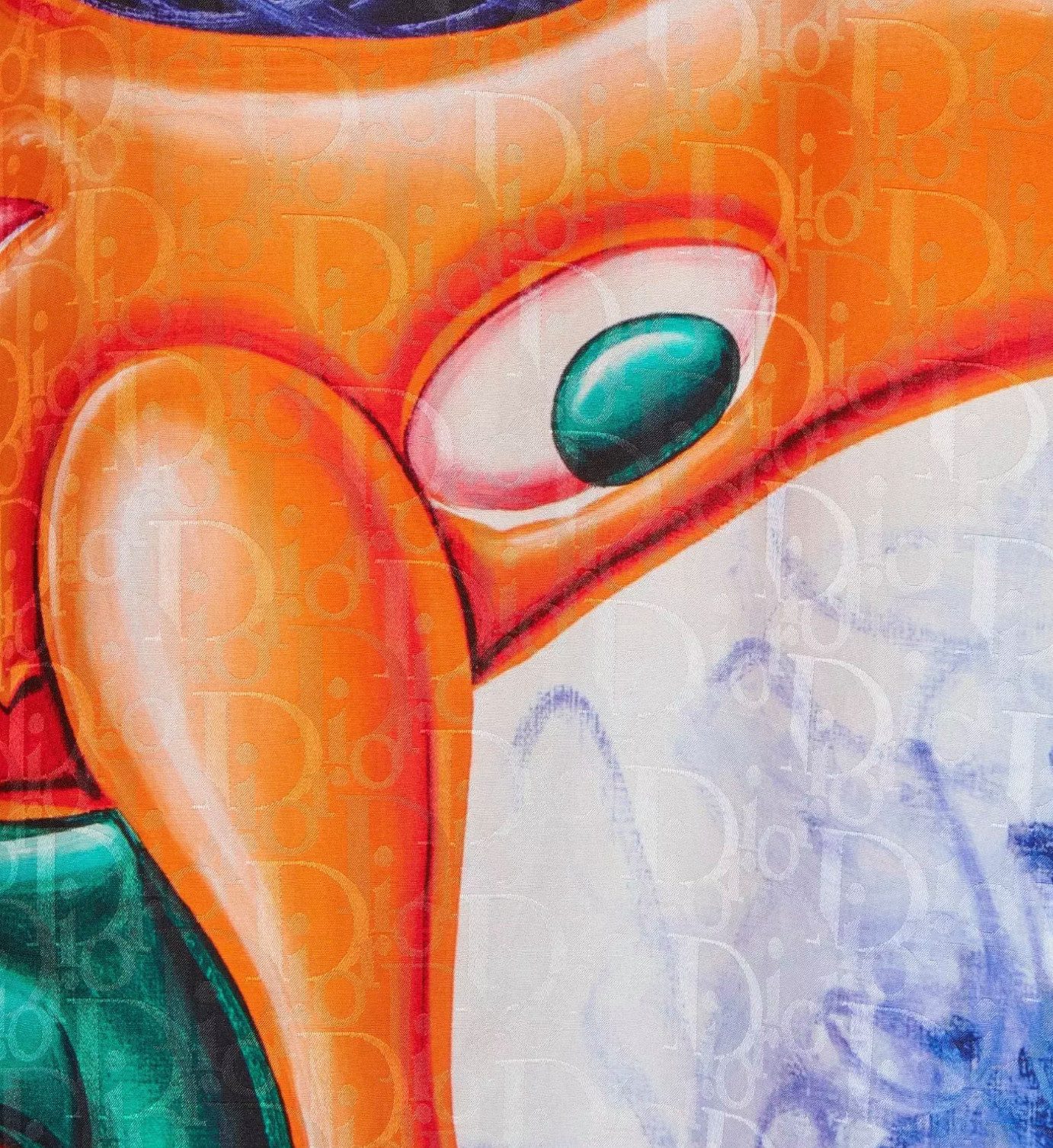 Dior Kurzarmhemd Homme Kenny Scharf Seiden Hemd mit Oblique-Muster Perlmuttknöpfe mit Dior-Signatur