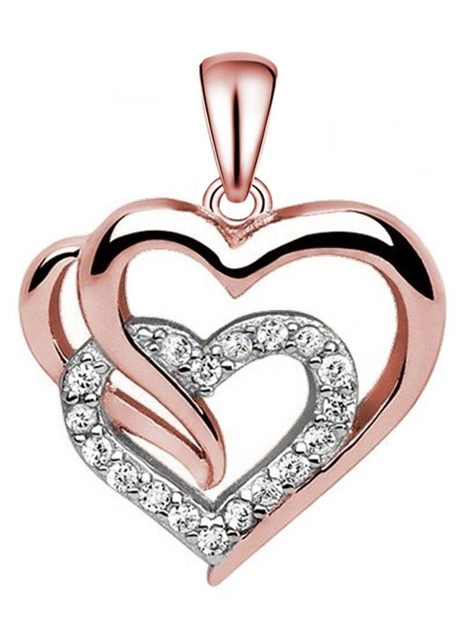 Goldene Hufeisen Herzanhänger Herz Anhänger aus 925 Silber mit Zirkonia Kri günstig online kaufen