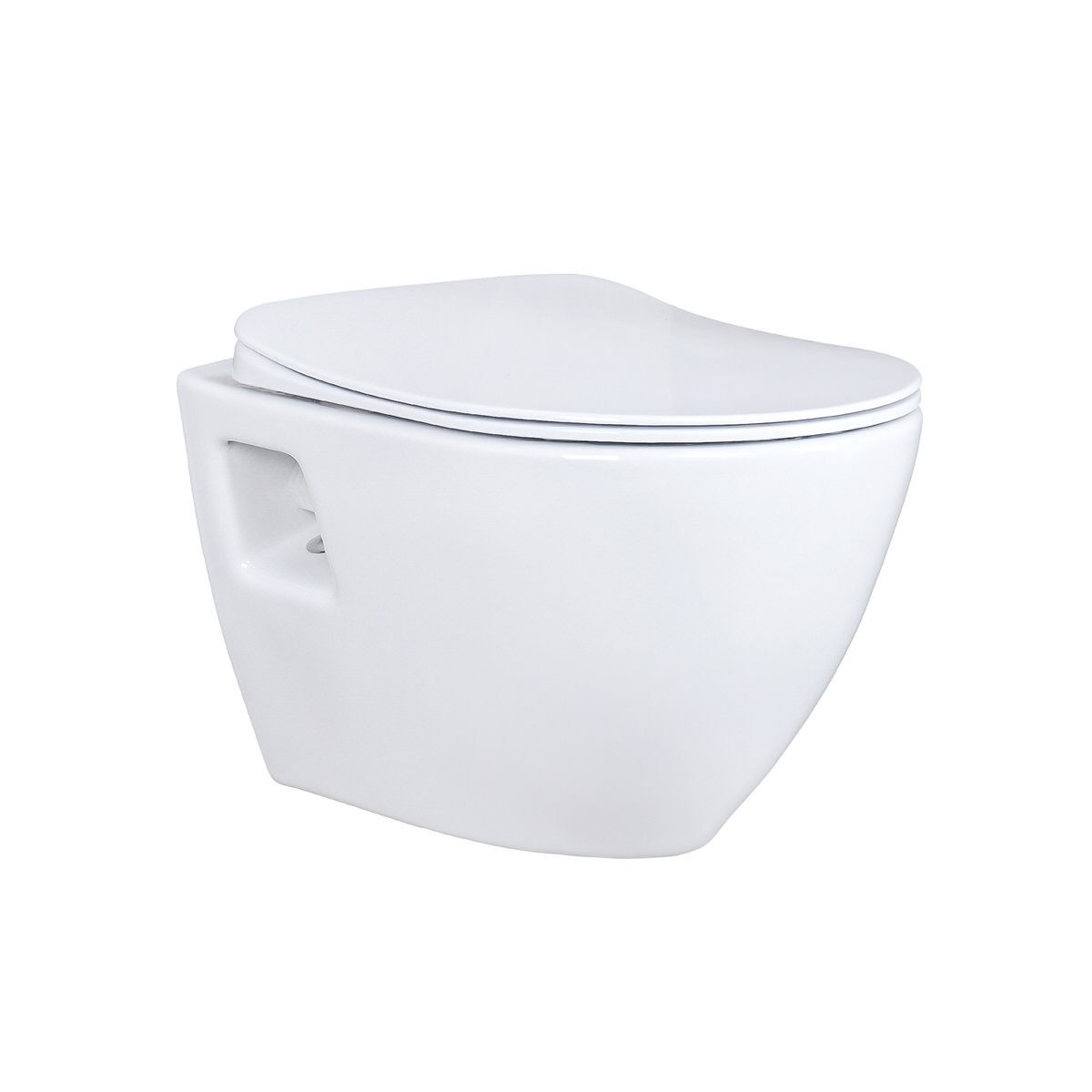 Creavit Tiefspül-WC CRV-TP325-0005-SET, Creavit Hänge WC Set Weiß spülrandlos mit Edelstahl Bidet