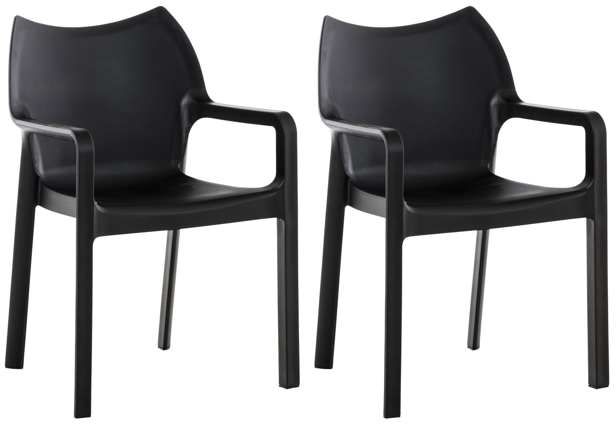 furnicato Stapelstuhl Diva 2er Set 84x57x53 cm schwarz (1 St)