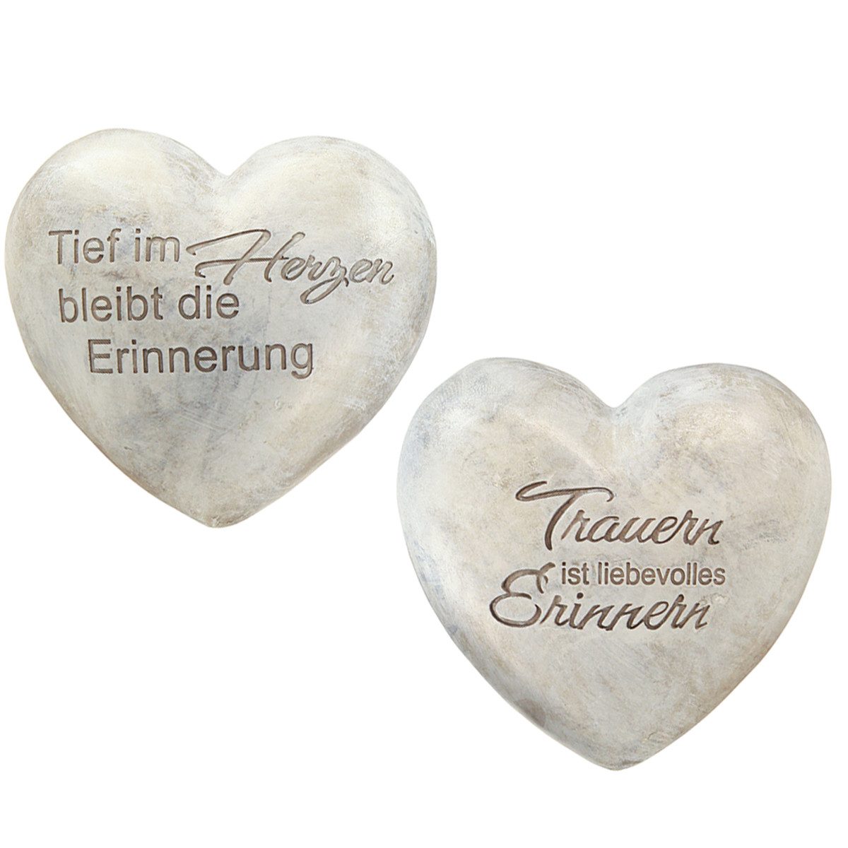 Florists Products Engelfigur Herzförmiger Gedenkstein mit Spruch für stilvolle, 2 Stück