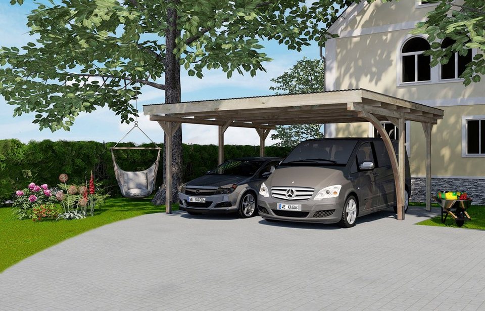 weka Doppelcarport 616 A, BxT: 500x500 cm, 217 cm Einfahrtshöhe, mit  Rundbogen