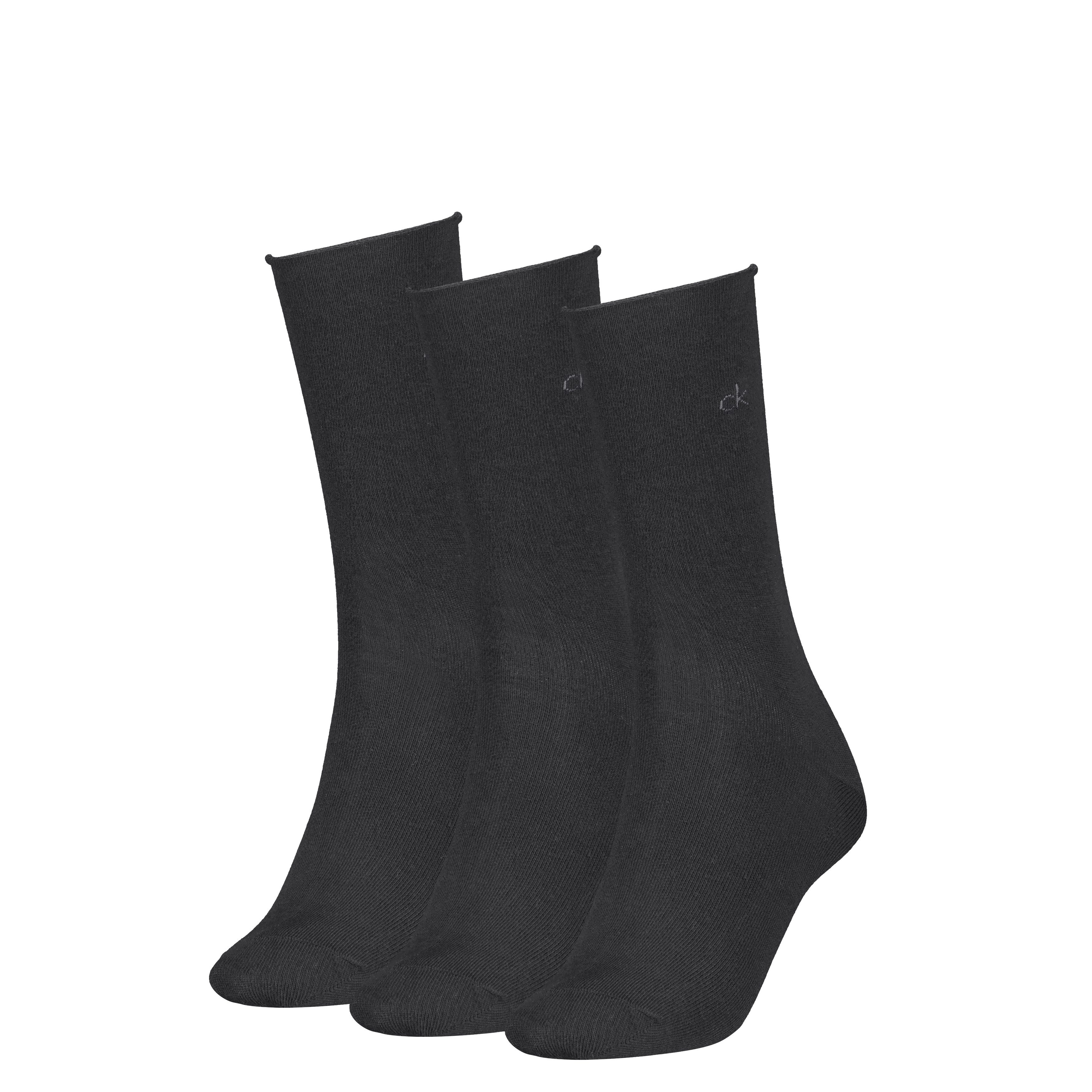 Calvin Klein Socken CK WOMEN SOCK ROLLTOP (3 Paar) mit kleinem Rollbund, Cotton-Mix