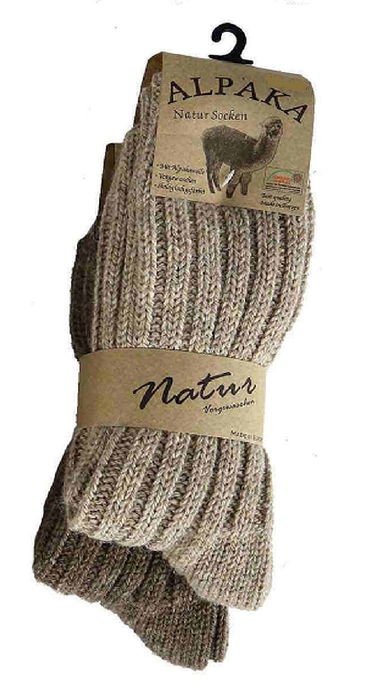 Antonio Socken »2 Paar Alpaka Socken Herren Wollsocken Schafswolle dick  gestrickt Strümpfe 43-46 Farbe: hellbraun / dunkelbraun«