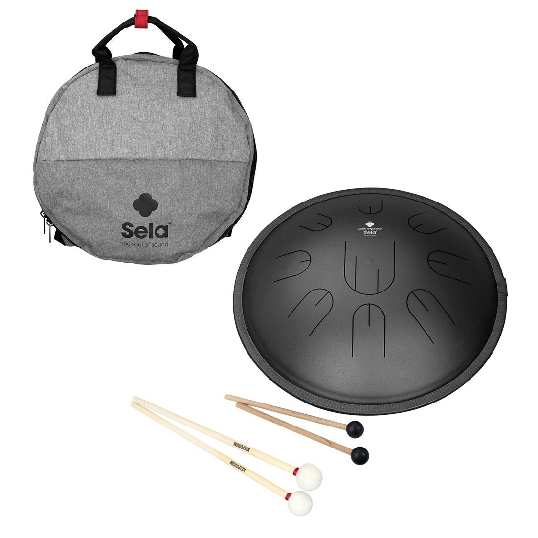 Steel Tongue Drum Sela SE 380 Melody Tongue Drum Schwarz mit Schlägel