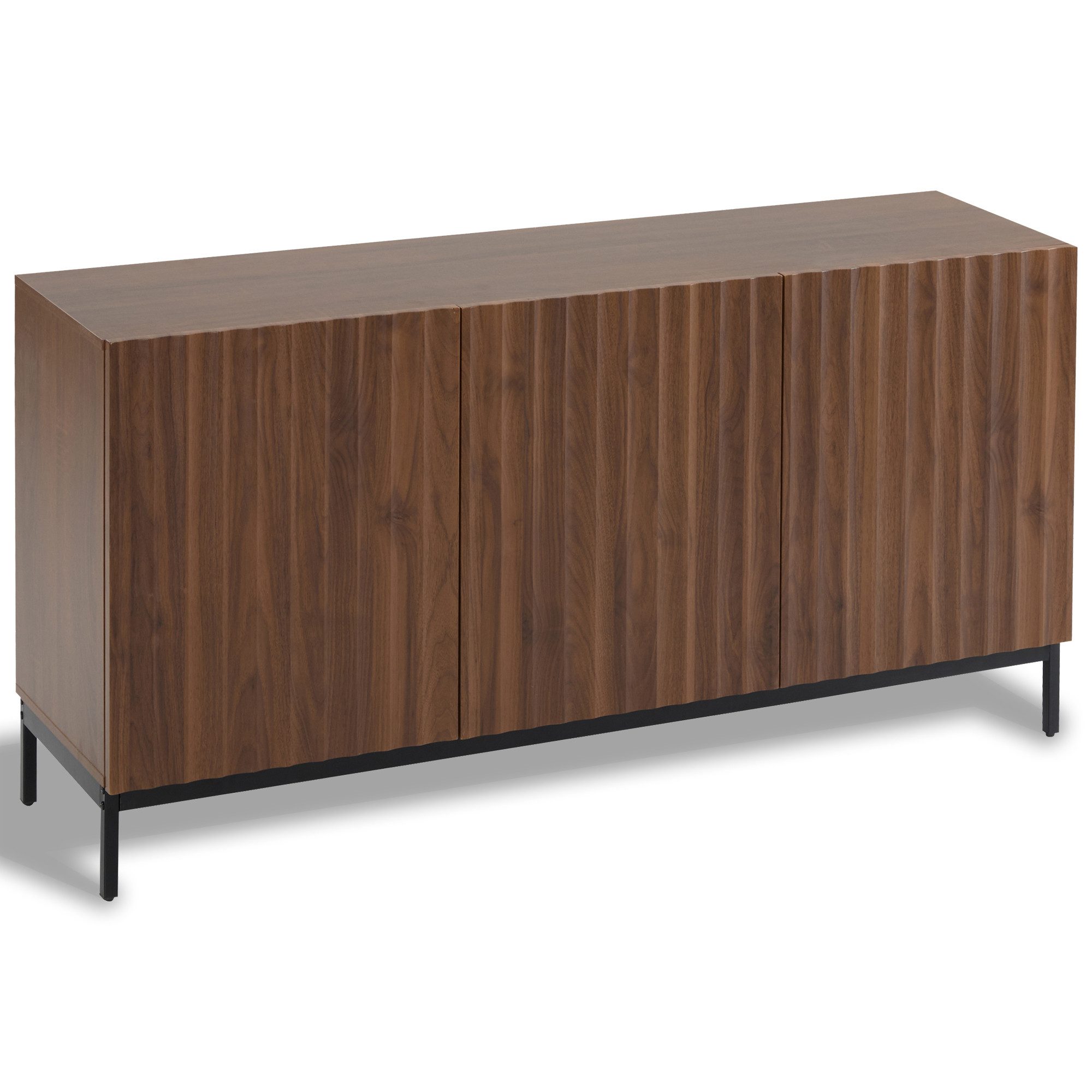 Flieks Sideboard mit 3 Türen Eichefarbe (1 St., 150x40x80 cm), Küchenschrank Wohnzimmer Kommode, verstellbare Einlegeböden