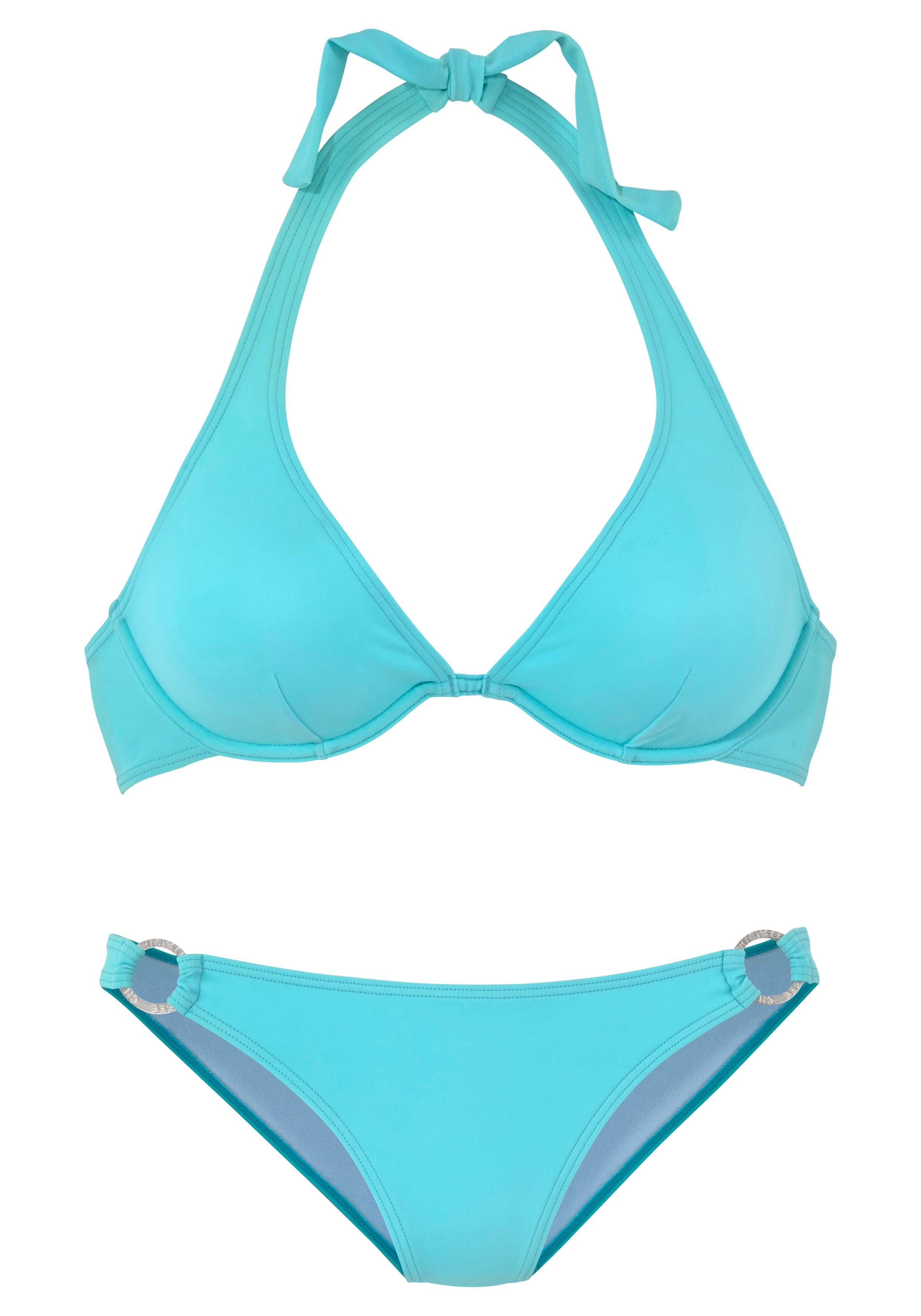 silbernem Bügel-Bikini mit hellblau Zierring Chiemsee