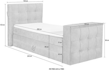 set one by Musterring Boxspringbett Richmond, versenkbarer TV- Halterung mit Fernbedienung