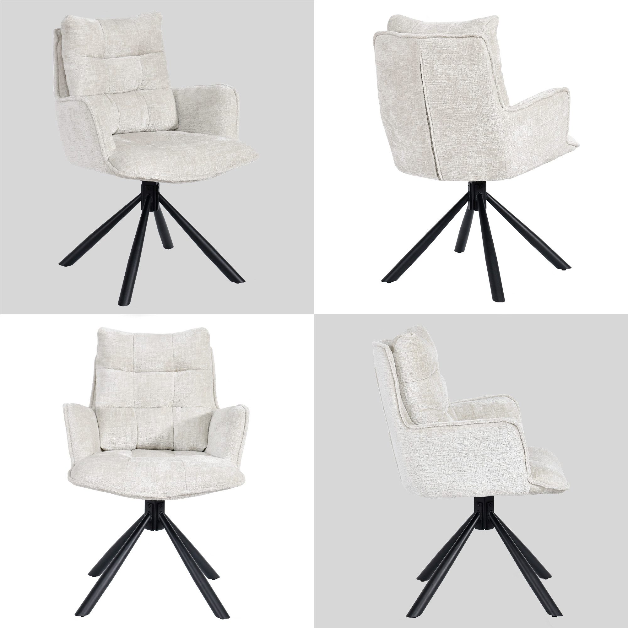 Duhome Esszimmerstuhl (8610A), 360° drehbar, Automatische Rückstellfunktion, Chenille-Stoff
