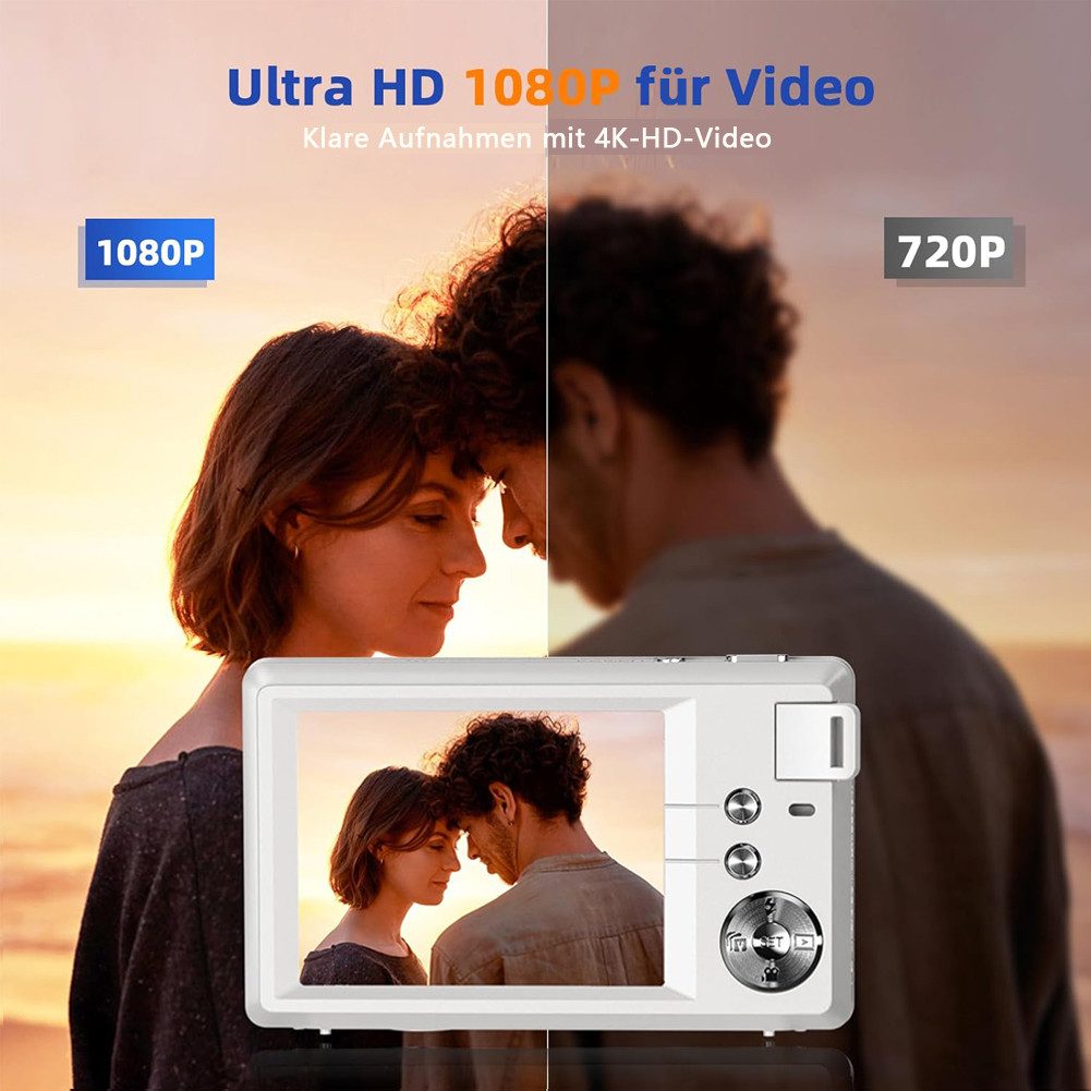 Fine Life Pro Kompaktkamera (48 MP, 16X Digitalzoom kompakte Fotokamera für Teenager Erwachsene Anfänger)