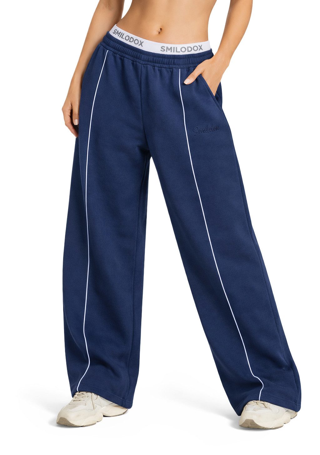 Smilodox Jogginghose Damen Siara, Bequeme Freizeithose mit Seitentaschen Trainingshose mit verstellbarem Beinabschluss