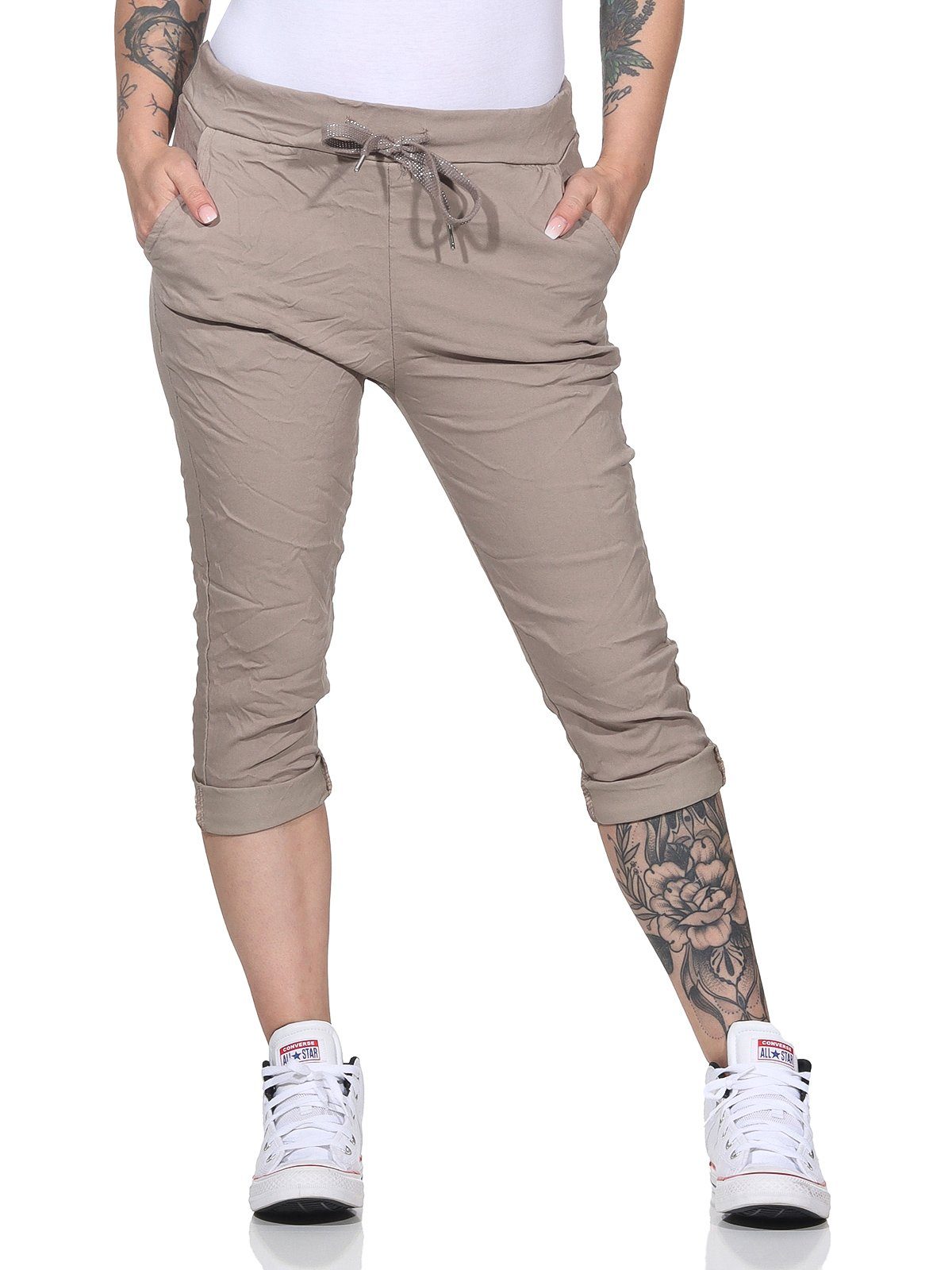 CLEO STYLE Caprihose Damen Capri 8264 34-40 Schlamm günstig online kaufen