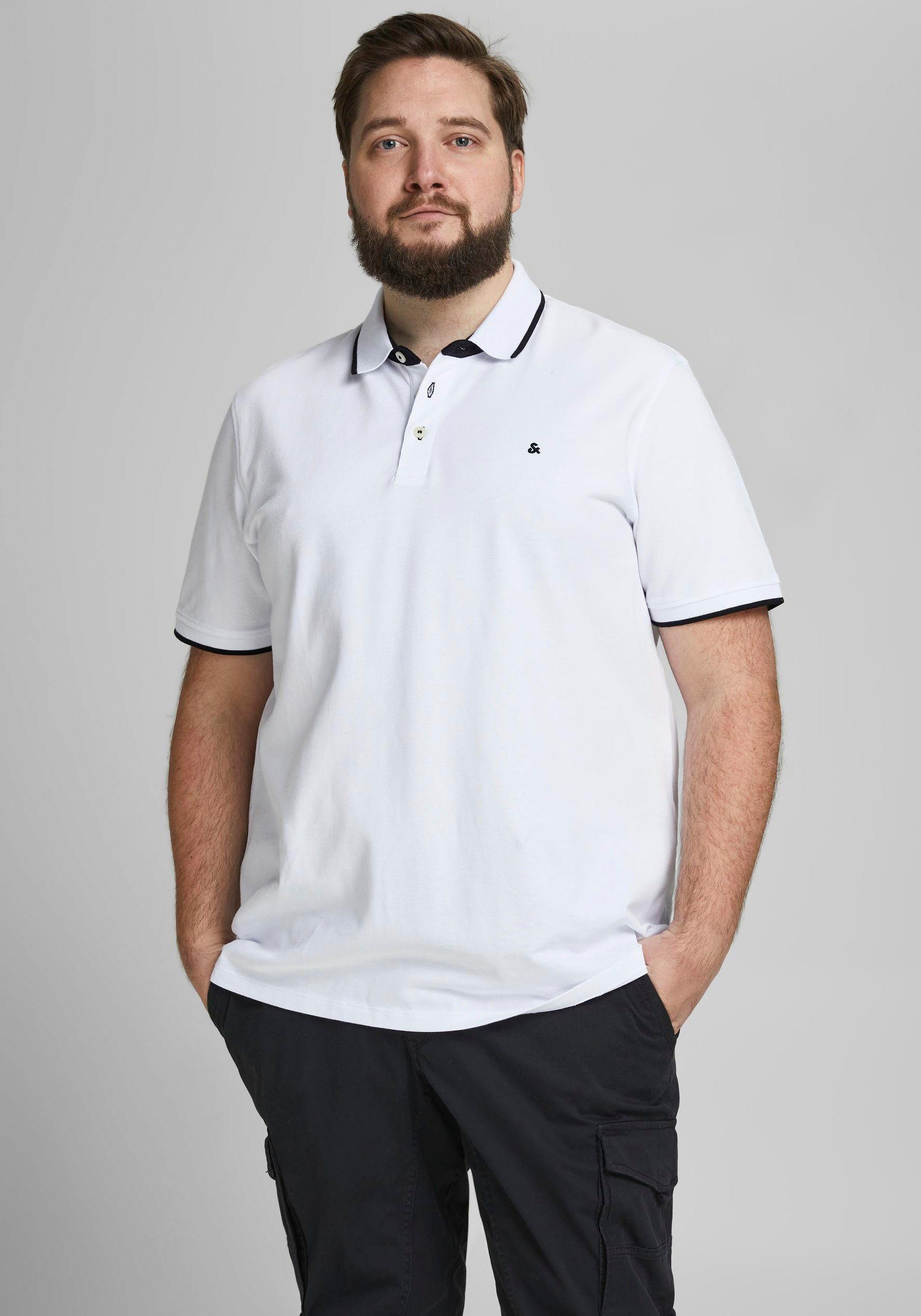 Jack & Jones PlusSize PLS Poloshirt white JJEPAULOS NOOS SS POLO