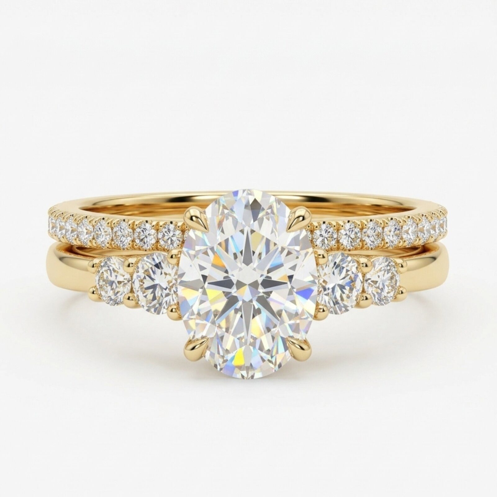 Meeye Diamantring Set mit 2 Ringen, 1ct D Vs1 engagement ring,ring gold damen, labordiamant,mit Gravur,Mit IGi-Zertifikat,oma geschenk geburtstag
