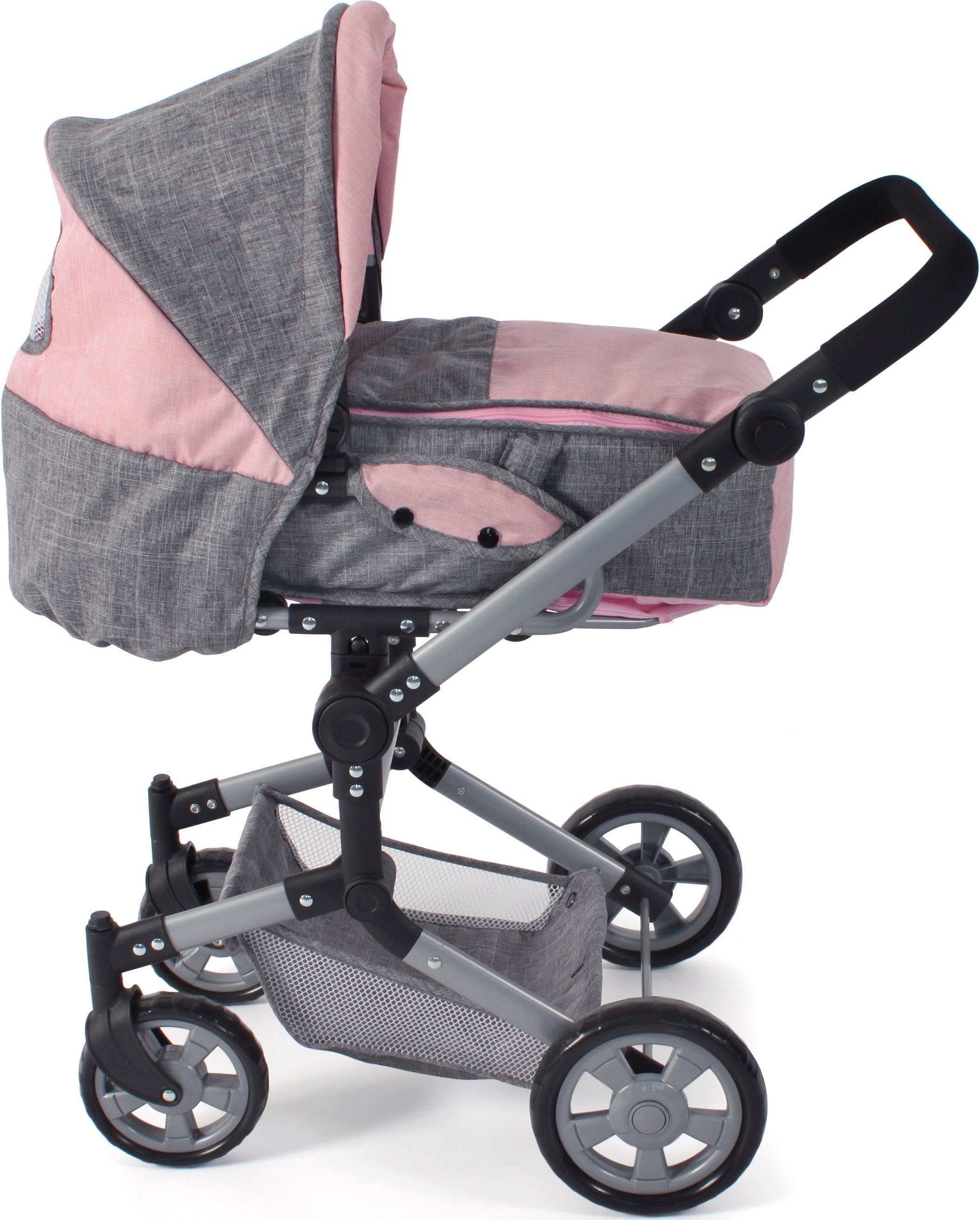 CHIC2000 Kombi-Puppenwagen Jara, Melange Rosa, zusammenklappbar