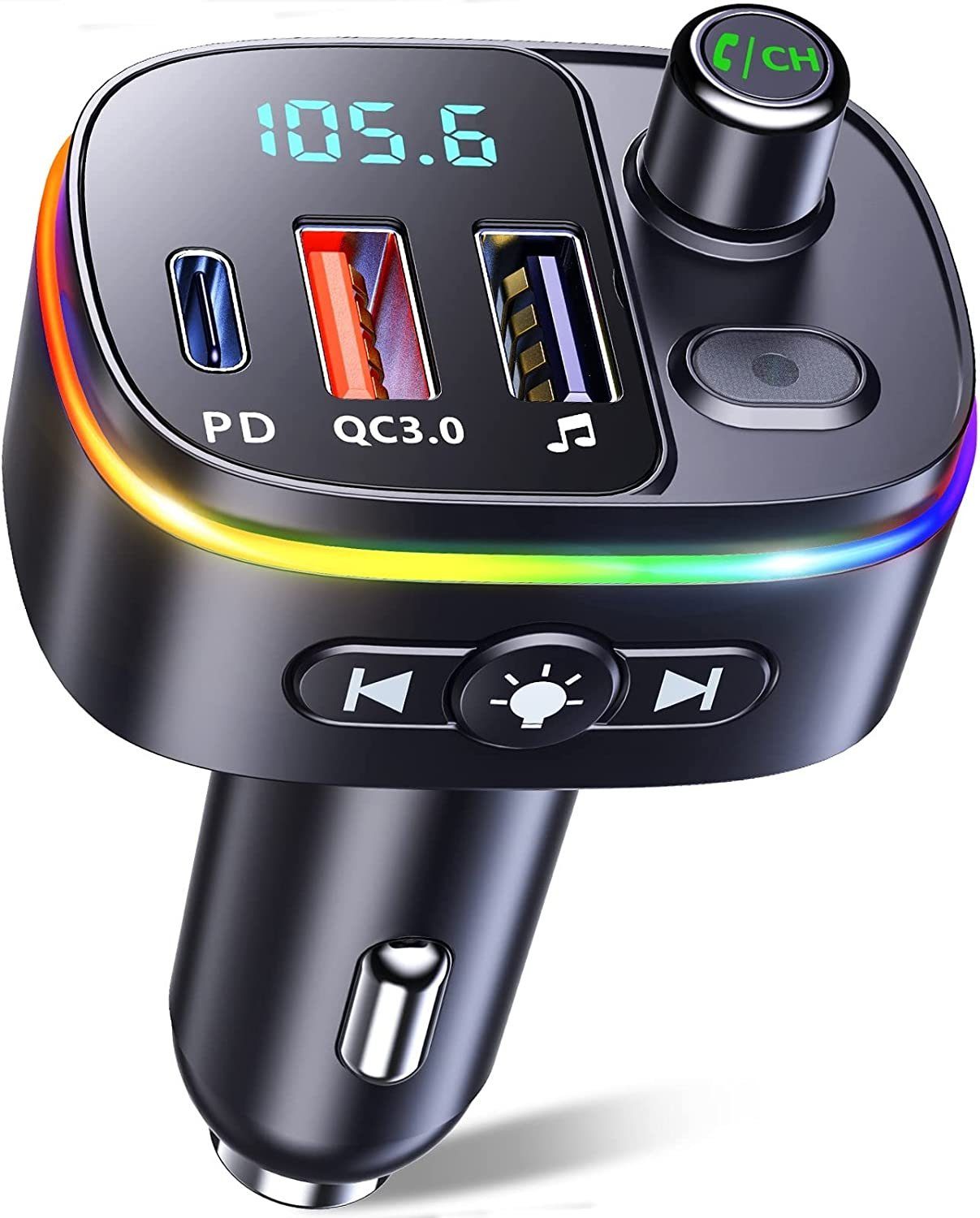 VSIUO Bluetooth FM Transmitter Auto-Adapter USB Typ A, PD 20W & QC