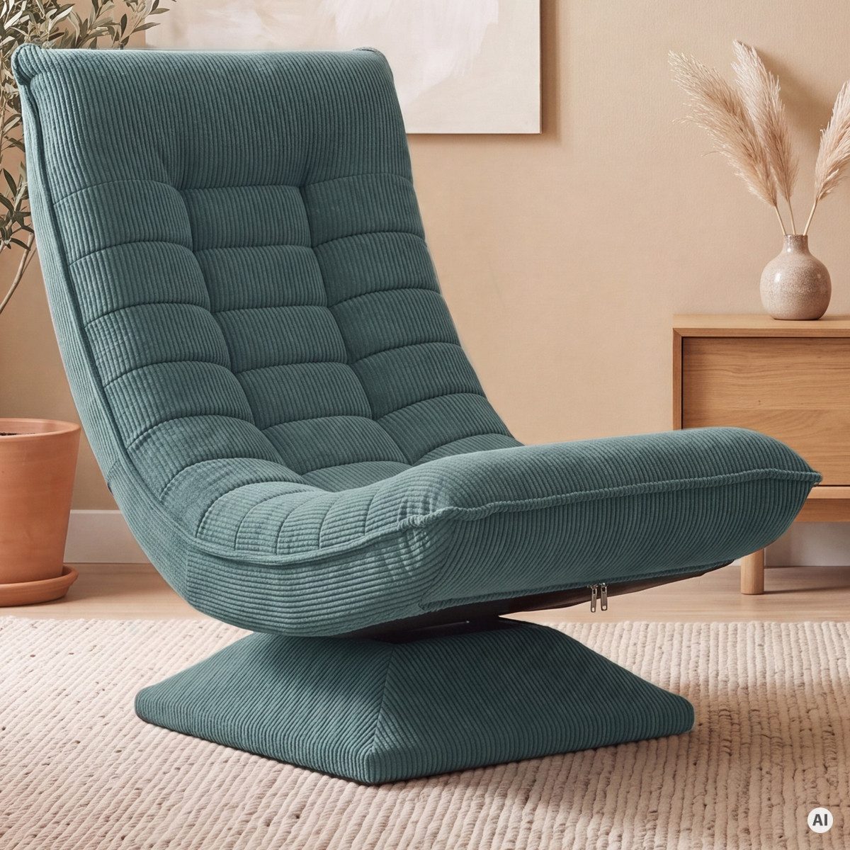 Casaria Relaxsessel Aberdeen Cord, verstellbare Lehne Drehbar Klappbar 150kg Belastbarkeit 60x105x87cm von Casaria