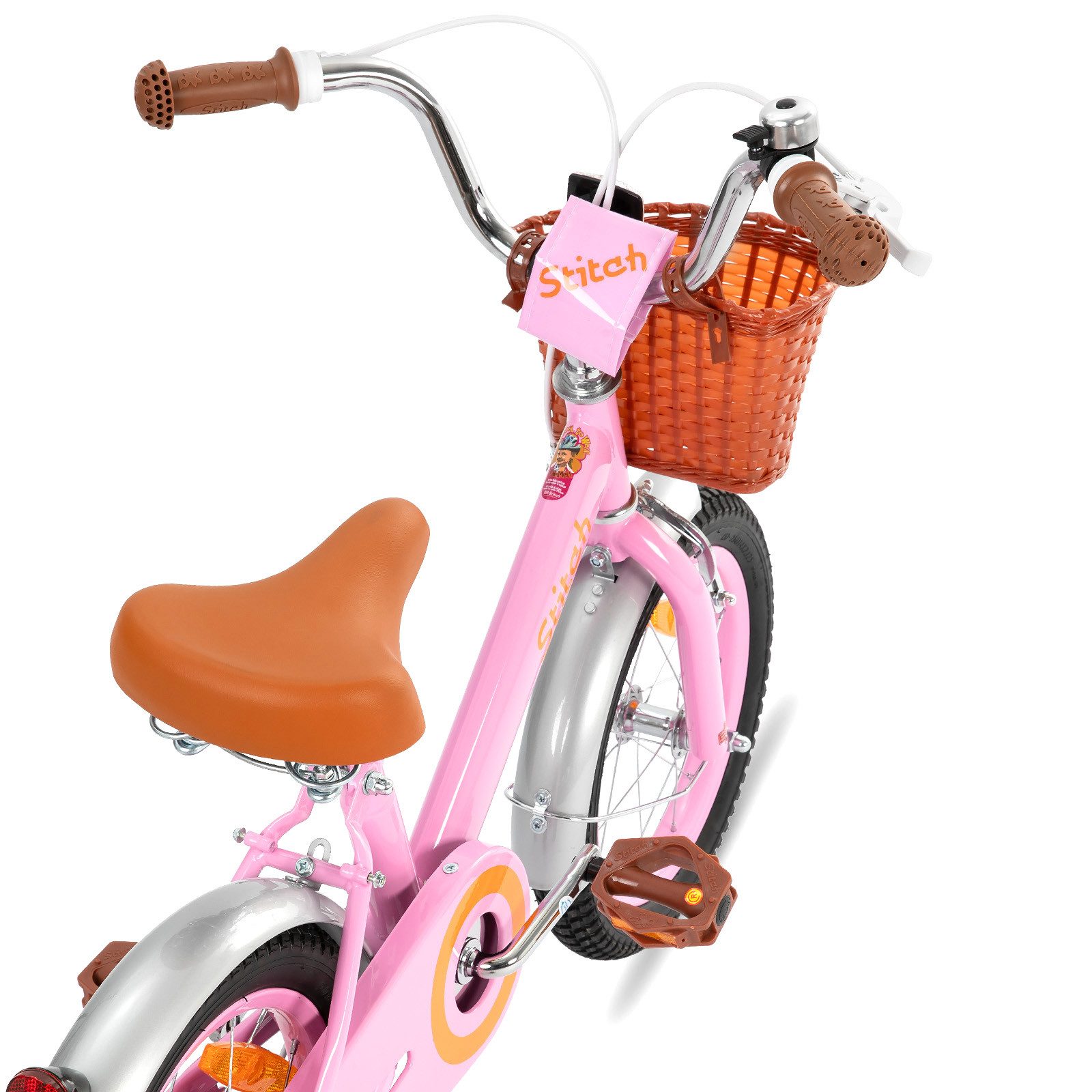 JOYSTAR Kinderfahrrad Vintage 12 14 16 18 Zoll Kinderfahrrad für 2-8 jährige Mädchen, mit Stützrädern, Kotflügel, Korb, Fahrradklingel, Reflektorplatte