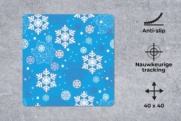 MuchoWow Gaming Mauspad Schneeflocke - Winter - Weihnachten - Muster (1-St), Mousepad mit Rutschfester Unterseite, Gaming, 40x40 cm, XXL, Großes