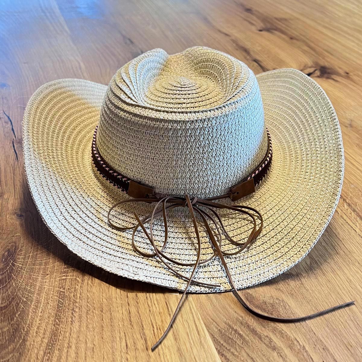 Vivi Idee Cowboyhut Strohhut Unisex, Sonnenhut Westernhut Faltbar, Sommerhut Strandmütze mit Kunstleder Band