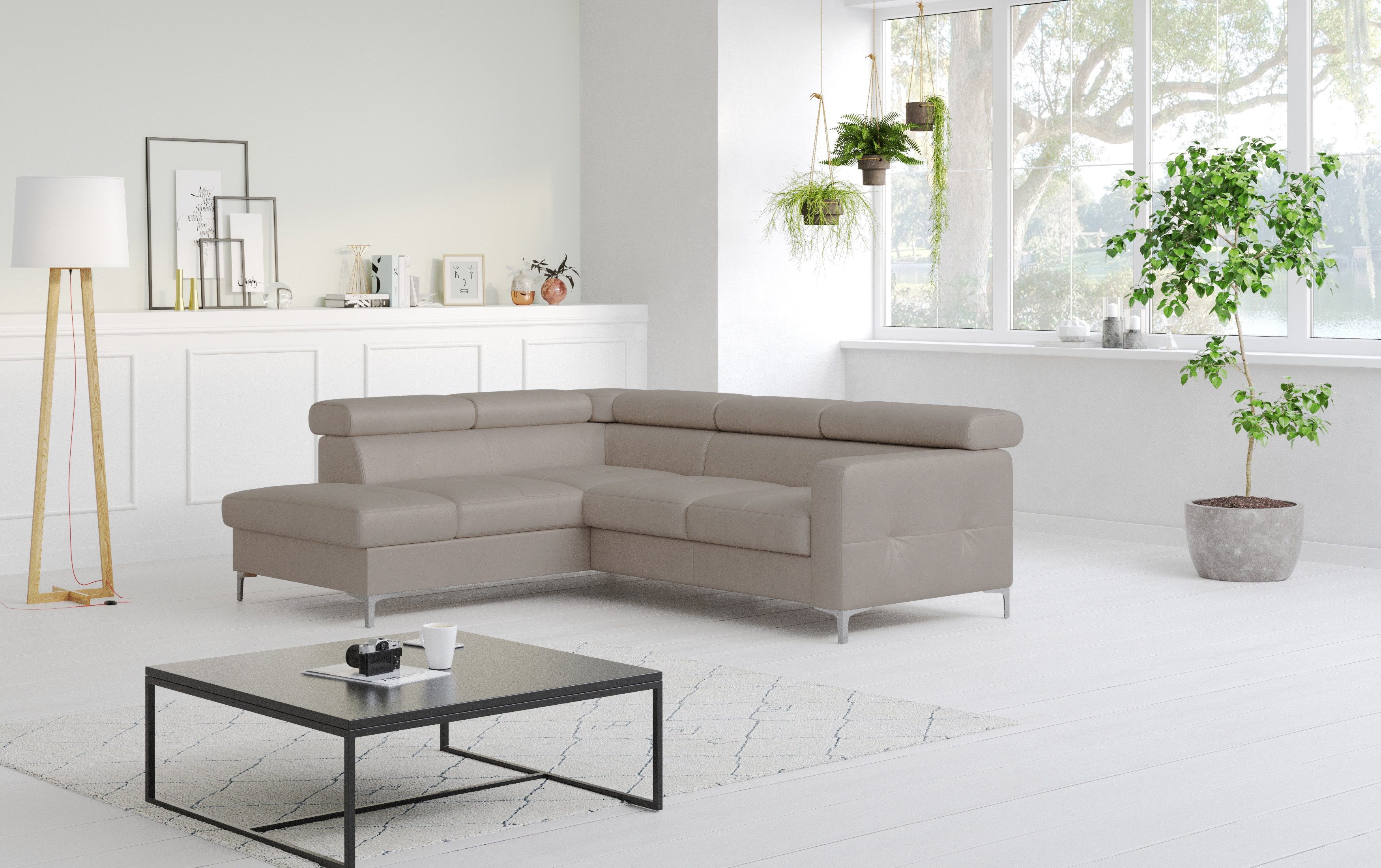 COTTA Ecksofa Sammy Echtleder, Echtleder mit Schlaffunktion und Bettkasten