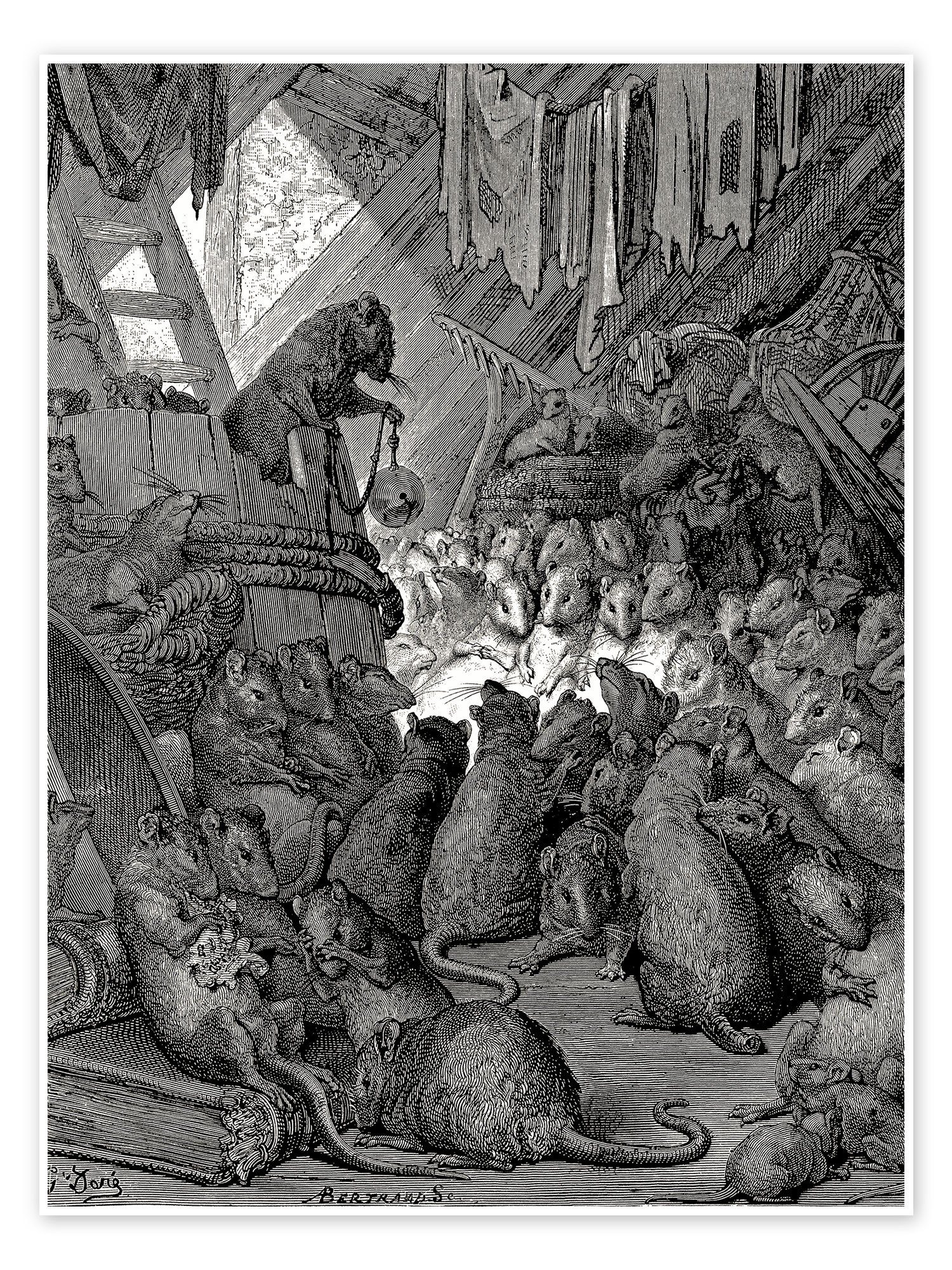 Finde Einen Weg über Den Fressplatz Der Ratten Posterlounge Poster Gustave Doré, Der Rat der Ratten, Malerei