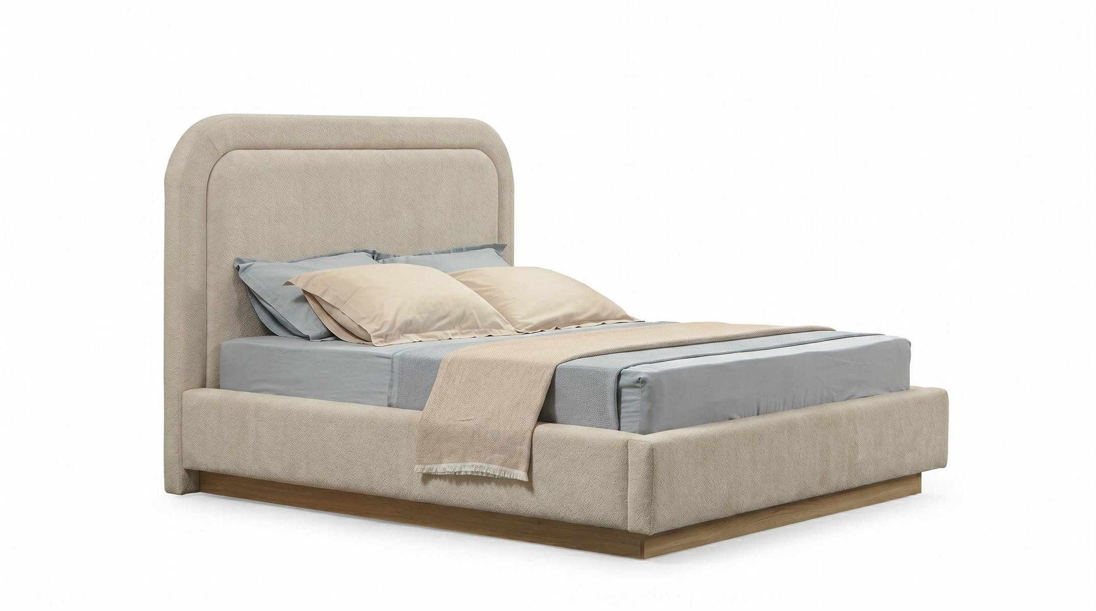 JVmoebel Polsterbett Polsterbett Modern Beige Doppelbett Schlafzimmer praktisch, Made in Europa