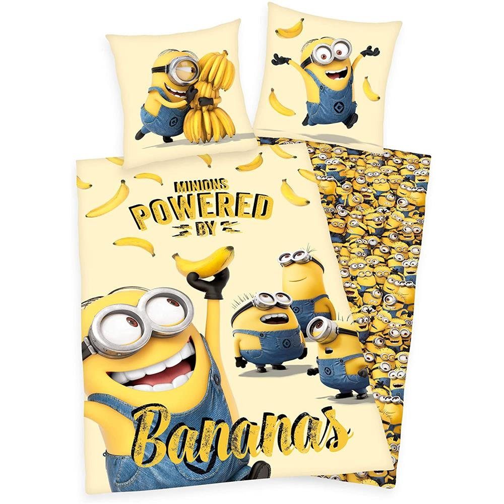 Herding Bettwäsche Minions, 80 x 80 + 135 x 200 cm Bananen Bettbezug Kissen günstig online kaufen