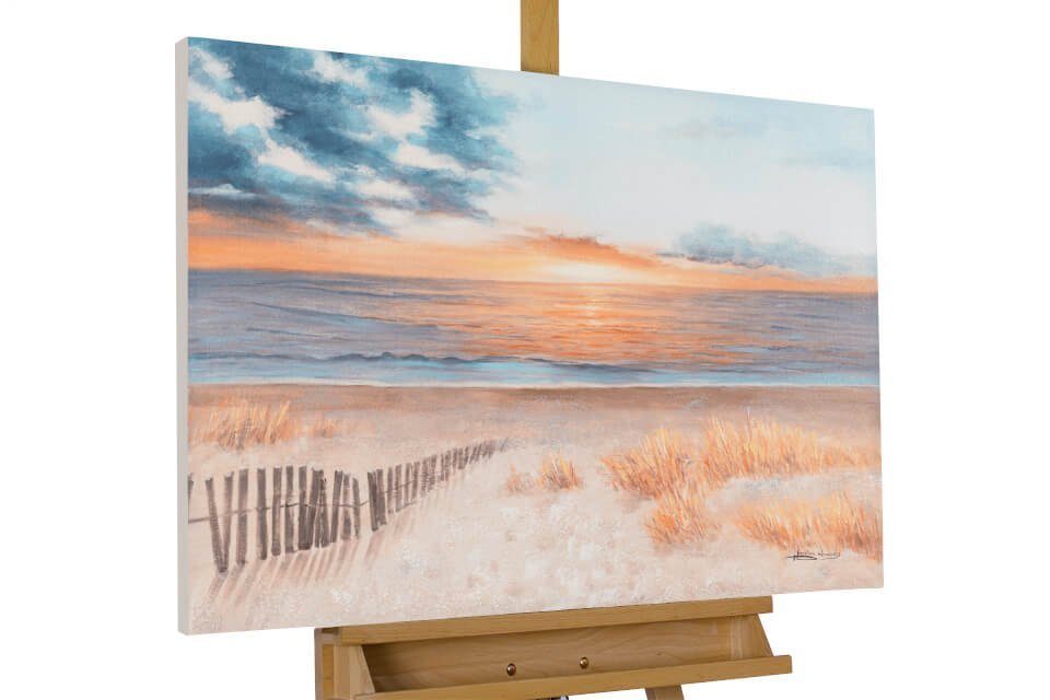 KUNSTLOFT Gemälde Sunset by the Sea 90x60 cm, Leinwandbild 100% HANDGEMALT Wandbild Wohnzimmer