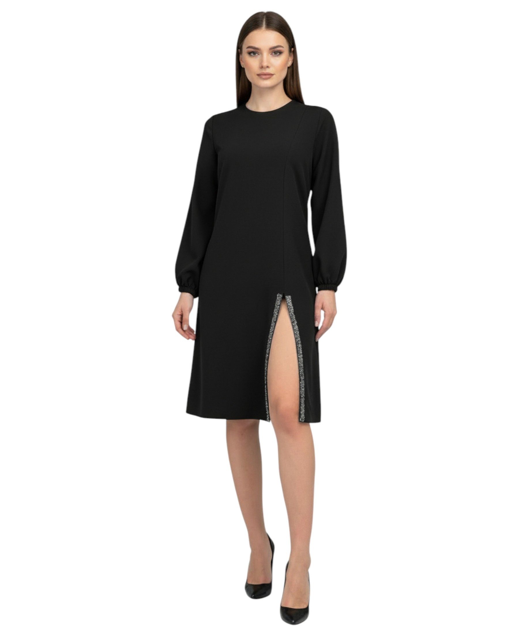 fashionshowcase Longtunika Damen Kleid Kleid mit Schlitz und Steindetail la günstig online kaufen